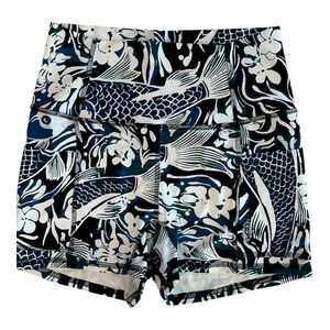 Free People Women's Size Small The Never Better Fish Printed Bike Shorts Blue